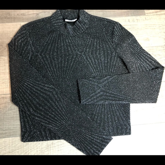 Crop tops black beige long sleeve party crop tops - Picture 2 of 3